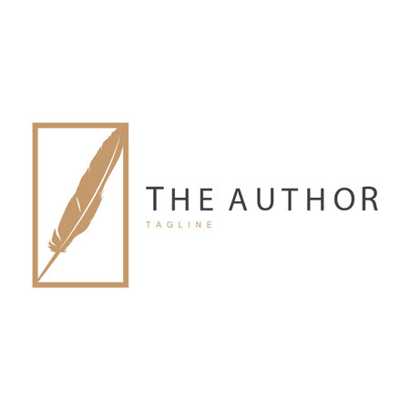 Feather Silhouette Logo, Author Design Luxury Simple Elegant Vector Illustration Templateのイラスト素材