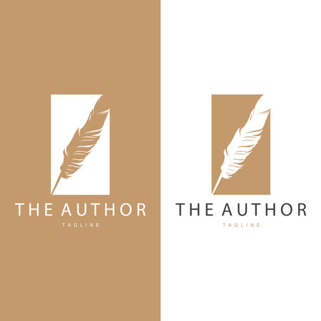 Feather Silhouette Logo, Author Design Luxury Simple Elegant Vector Illustration Templateのイラスト素材