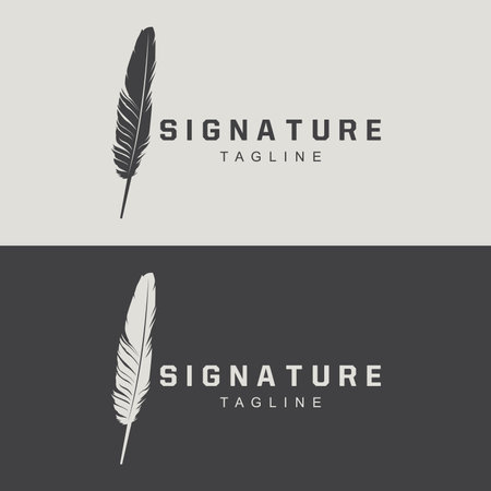Feather Silhouette Logo, Author Design Luxury Simple Elegant Vector Illustration Templateのイラスト素材
