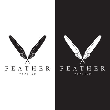 Feather Silhouette Logo, Author Design Luxury Simple Elegant Vector Illustration Templateのイラスト素材