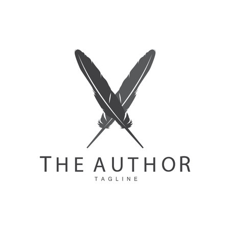Feather Silhouette Logo, Author Design Luxury Simple Elegant Vector Illustration Templateのイラスト素材