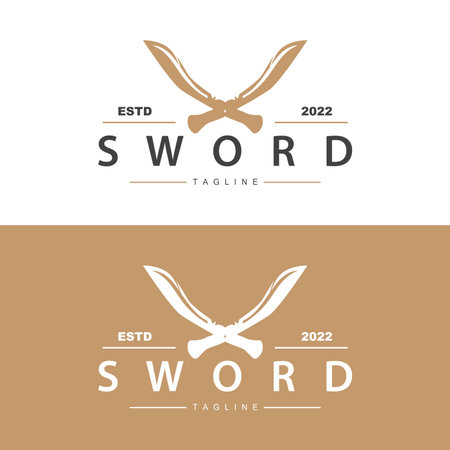 Sword Logo, Simple Fighter Cutting Tool Design Illustration Templateのイラスト素材