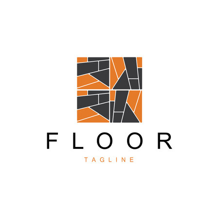 Floor Logo Design for Home Ceramic Decoration with Minimalist Abstract Shapes, Vector Templet Illustrationのイラスト素材