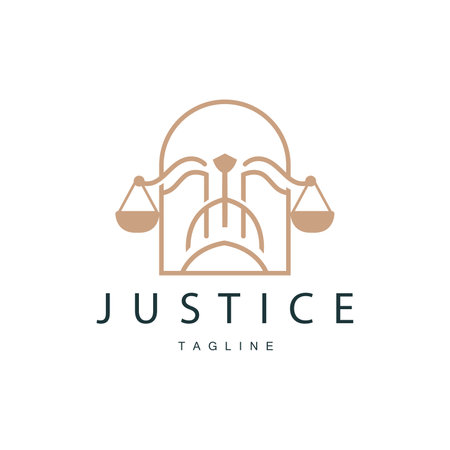 Legal Justice Scales Logo Design With Simple Line Model For Company Brandsのイラスト素材
