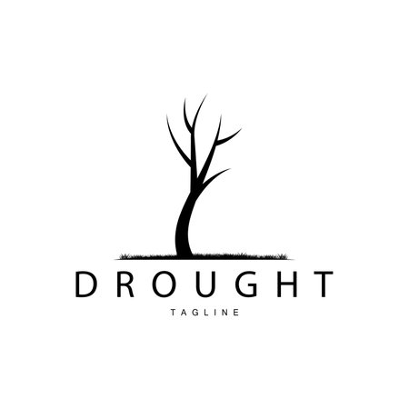 Drought Logo, Dry Tree Logo Design with Simple, Minimalist and Modern Vector Line Styleのイラスト素材