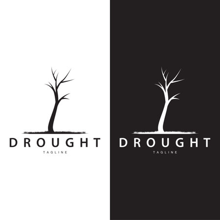 Drought Logo, Dry Tree Logo Design with Simple, Minimalist and Modern Vector Line Styleのイラスト素材