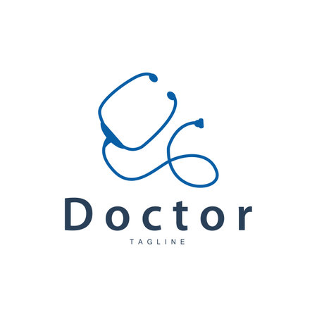 Stethoscope Logo, Health Doctor Design Simple Line Vector Symbol Illustrationのイラスト素材