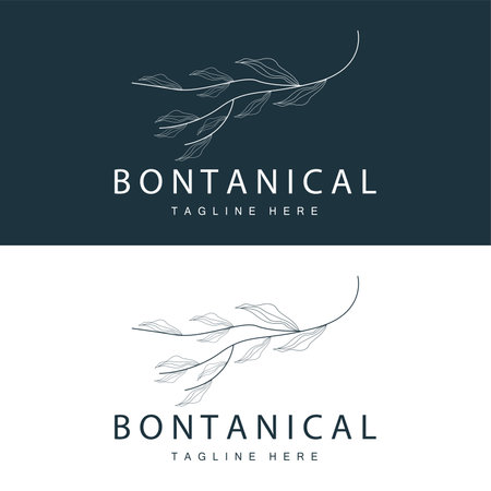 Minimalist Feminine Botanical Flower Beauty Line Plant Logo, Design Vector illustrationのイラスト素材