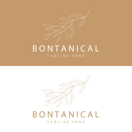 Minimalist Feminine Botanical Flower Beauty Line Plant Logo, Design Vector illustrationのイラスト素材