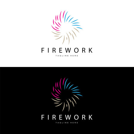 Firework Logo, Simple Line Model Design New Year Celebration Day Illustration, Template Vectorのイラスト素材