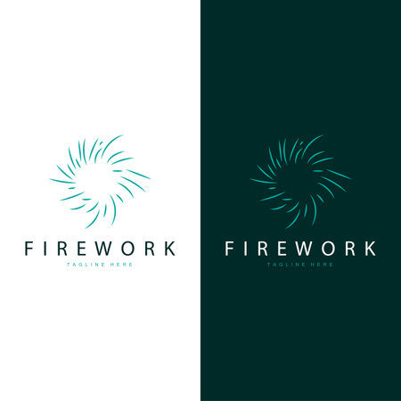 Firework Logo, Simple Line Model Design New Year Celebration Day Illustration, Template Vectorのイラスト素材
