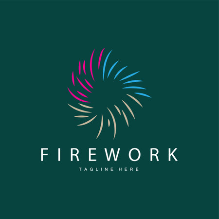 Firework Logo, Simple Line Model Design New Year Celebration Day Illustration, Template Vectorのイラスト素材