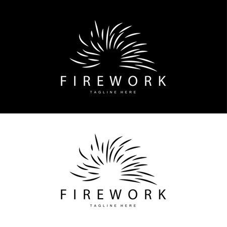 Firework Logo, Simple Line Model Design New Year Celebration Day Illustration, Template Vectorのイラスト素材