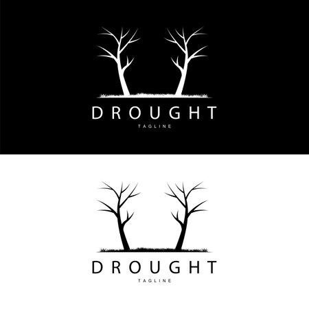 Drought Logo, Dry Tree Logo Design with Simple, Minimalist and Modern Vector Line Styleのイラスト素材