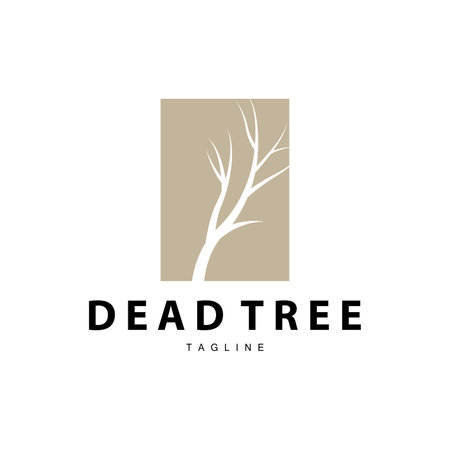 Drought Logo, Dry Tree Logo Design with Simple, Minimalist and Modern Vector Line Styleのイラスト素材