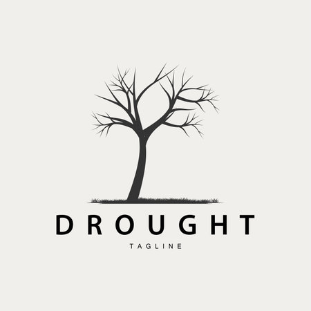 Drought Logo, Dry Tree Logo Design with Simple, Minimalist and Modern Vector Line Styleのイラスト素材