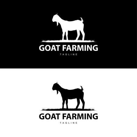 Livestock Goat Logo, Simple Farming Silhouette Design Product Brand Templet Illustrationのイラスト素材