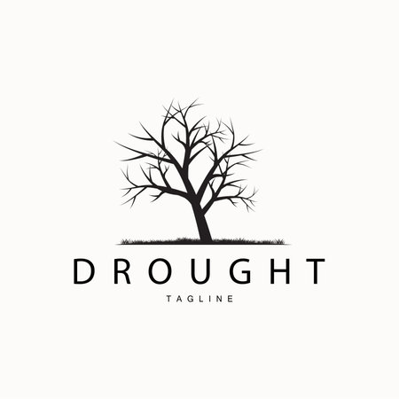 Drought Logo, Dry Tree Logo Design with Simple, Minimalist and Modern Vector Line Styleのイラスト素材