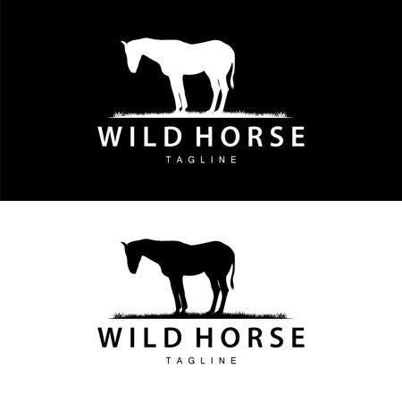 Wild Horse Logo Farm Design Silhouette Simple Vector Illustration Templateのイラスト素材