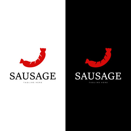 Sausage Logo, Simple barbeque sausage grilled meat design for restaurant business, vector illustrationのイラスト素材