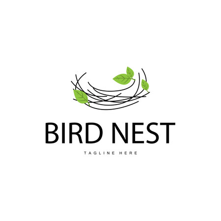 Bird's Nest Logo, Simple Bird House Illustration Templet Design Vectorのイラスト素材