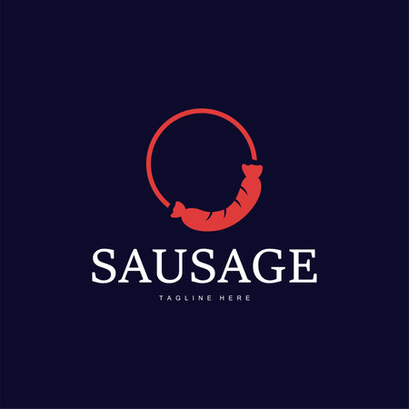 Sausage Logo, Simple barbeque sausage grilled meat design for restaurant business, vector illustrationのイラスト素材
