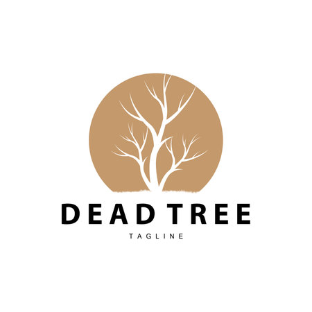 Drought Logo, Dry Tree Logo Design with Simple, Minimalist and Modern Vector Line Styleのイラスト素材