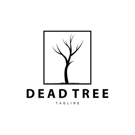 Drought Logo, Dry Tree Logo Design with Simple, Minimalist and Modern Vector Line Styleのイラスト素材