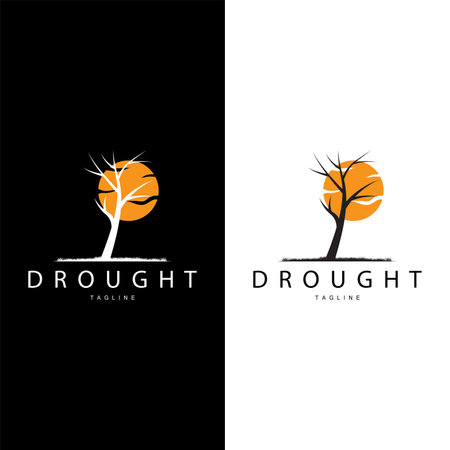 Drought Logo, Dry Tree Logo Design with Simple, Minimalist and Modern Vector Line Styleのイラスト素材