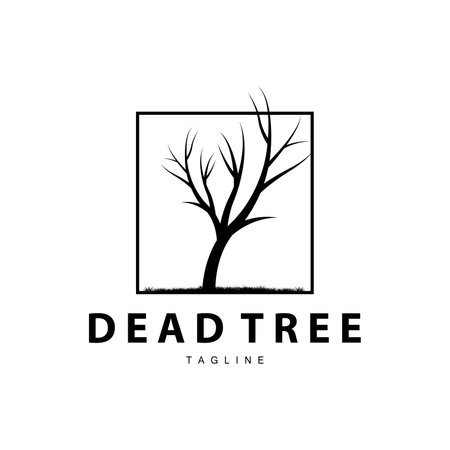 Drought Logo, Dry Tree Logo Design with Simple, Minimalist and Modern Vector Line Styleのイラスト素材