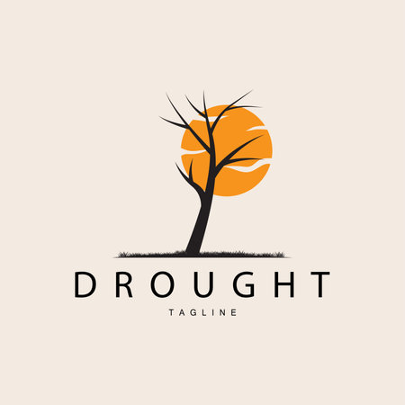 Drought Logo, Dry Tree Logo Design with Simple, Minimalist and Modern Vector Line Styleのイラスト素材