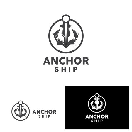 Anchor Logo Simple Elegant Design Marine Ship Vector Icon Symbol Illustrationのイラスト素材