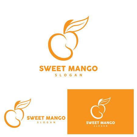 Mango Logo Fresh Fruit Vector Design Line Style Illustration Templateのイラスト素材