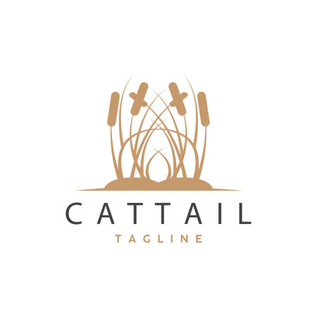 Cattail Logo Design Vector Simple Illustration Symbol Templateのイラスト素材