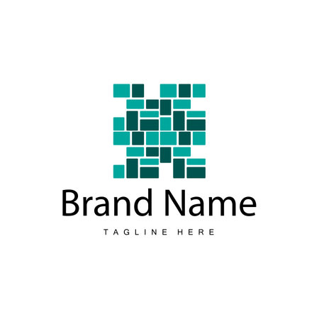 Floor Logo Design for Home Ceramic Decoration with Minimalist Abstract Shapes, Vector Templet Illustrationのイラスト素材