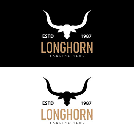 Longhorn Logo Old Vintage Design West Country Texas Bull Hornのイラスト素材