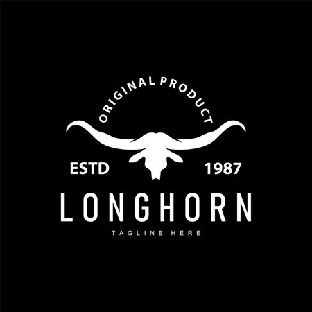 Longhorn Logo Old Vintage Design West Country Texas Bull Hornのイラスト素材