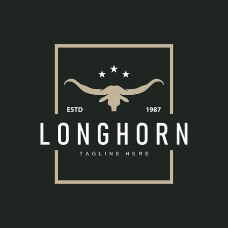 Longhorn Logo Old Vintage Design West Country Texas Bull Hornのイラスト素材