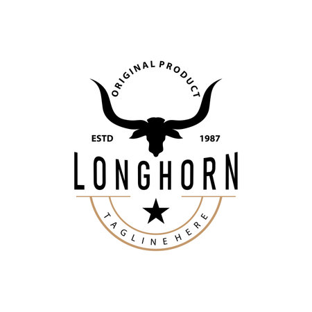 Longhorn Logo Old Vintage Design West Country Texas Bull Hornのイラスト素材