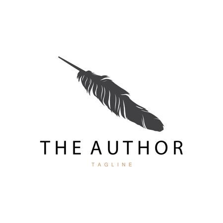 Feather Silhouette Logo, Author Design Luxury Simple Elegant Vector Illustration Templateのイラスト素材