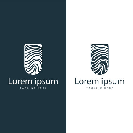 Simple and elegant modern identity fingerprint logo technology design for business brandingのイラスト素材