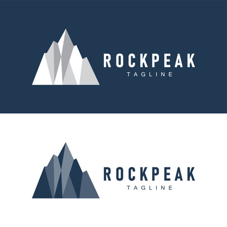 Simple mountain peak logo line rock illustration landscape designのイラスト素材