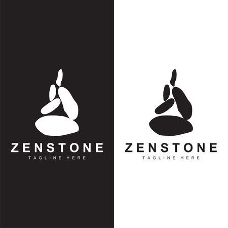 River Rock Design Balance Rock Logo Illustration Symbol Templateのイラスト素材