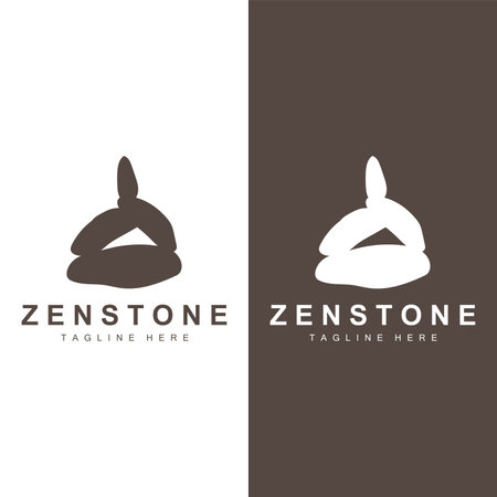 River Rock Design Balance Rock Logo Illustration Symbol Templateのイラスト素材