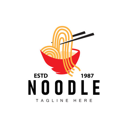 Ramen noodle logo simple noodle and bowl design inspiration chinese food template illustrationのイラスト素材