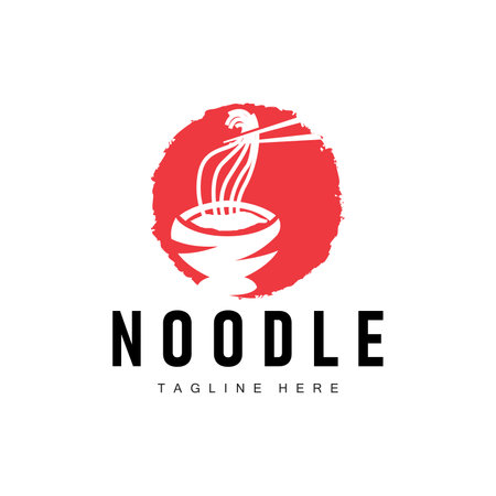 Ramen noodle logo simple noodle and bowl design inspiration chinese food template illustrationのイラスト素材