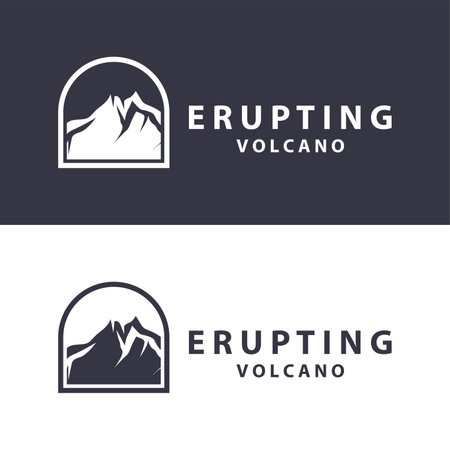 Volcano logo design inspiration natural scenery volcano eruption mountain elegant premiumのイラスト素材