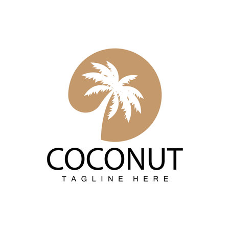Coconut Tree Logo Design Summer Beach Plant Palm Tree Illustration Templateのイラスト素材