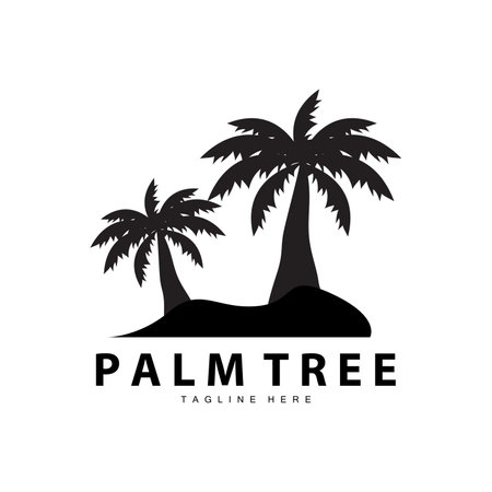 Coconut Tree Logo Design Summer Beach Plant Palm Tree Illustration Templateのイラスト素材