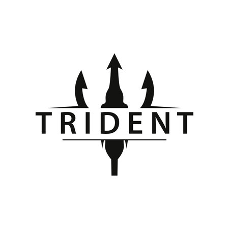 Trident logo design spear weapon vector sea king poseidon neptune symbol templateのイラスト素材